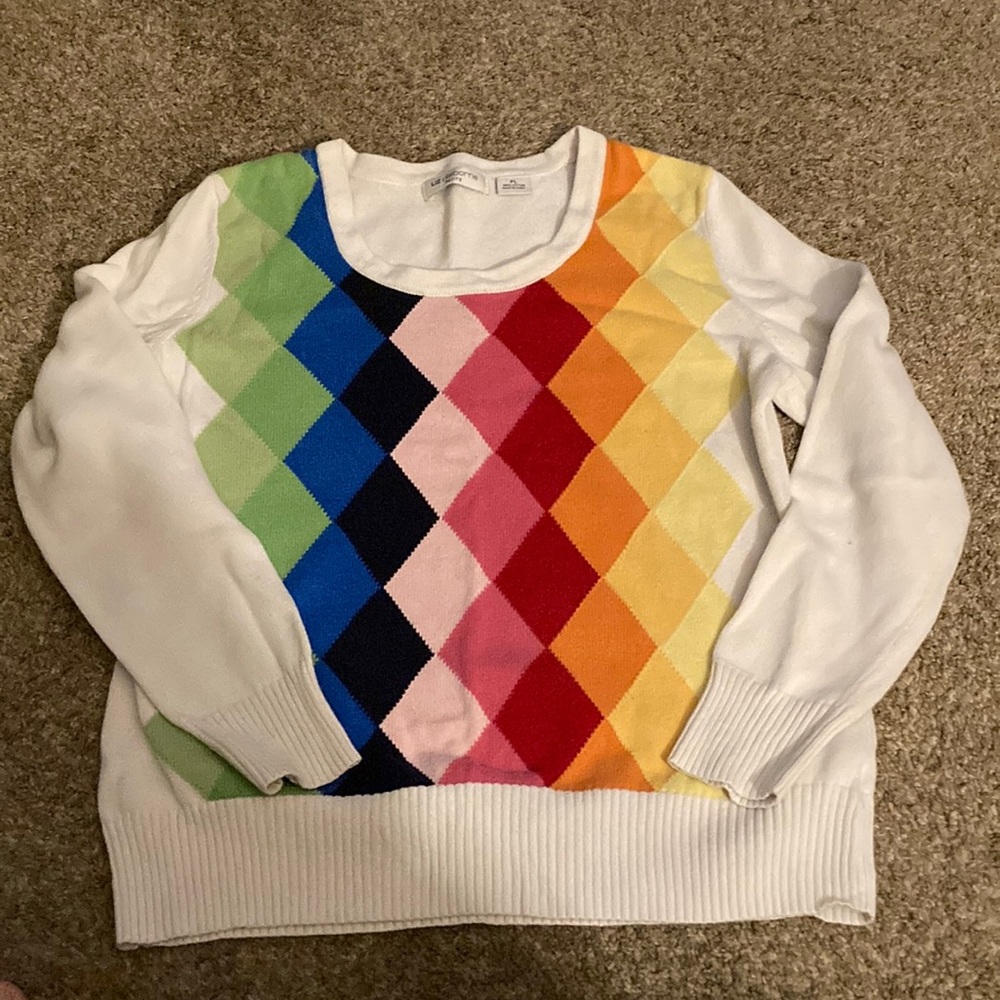Liz Claiborne petite argyle Rainbow print sweater